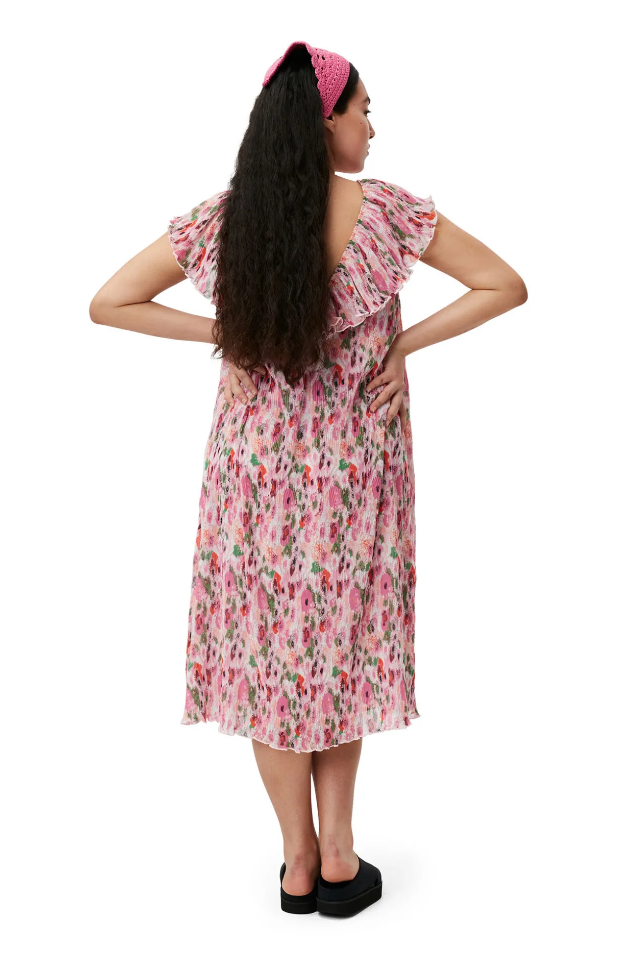 Cheap GANNI Plissiertes Georgette-Midikleid Sugar Plum