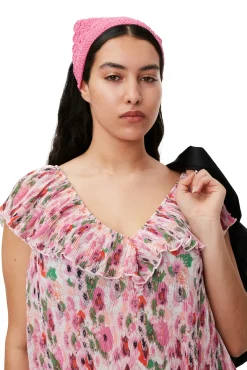 Cheap GANNI Plissiertes Georgette-Midikleid Sugar Plum
