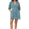 Sale GANNI Plissiertes Georgette-Minikleid Mit V-Ausschnitt Floral Azure Blue