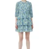 Best GANNI Plissiertes Minikleid Aus Georgette Ice Water