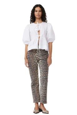 Online GANNI Poplin-Bluse Aus Cotton Bright White
