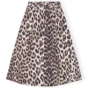 Online GANNI Print Denim High Waist A-Line Skirt Big Leopard Almond Milk