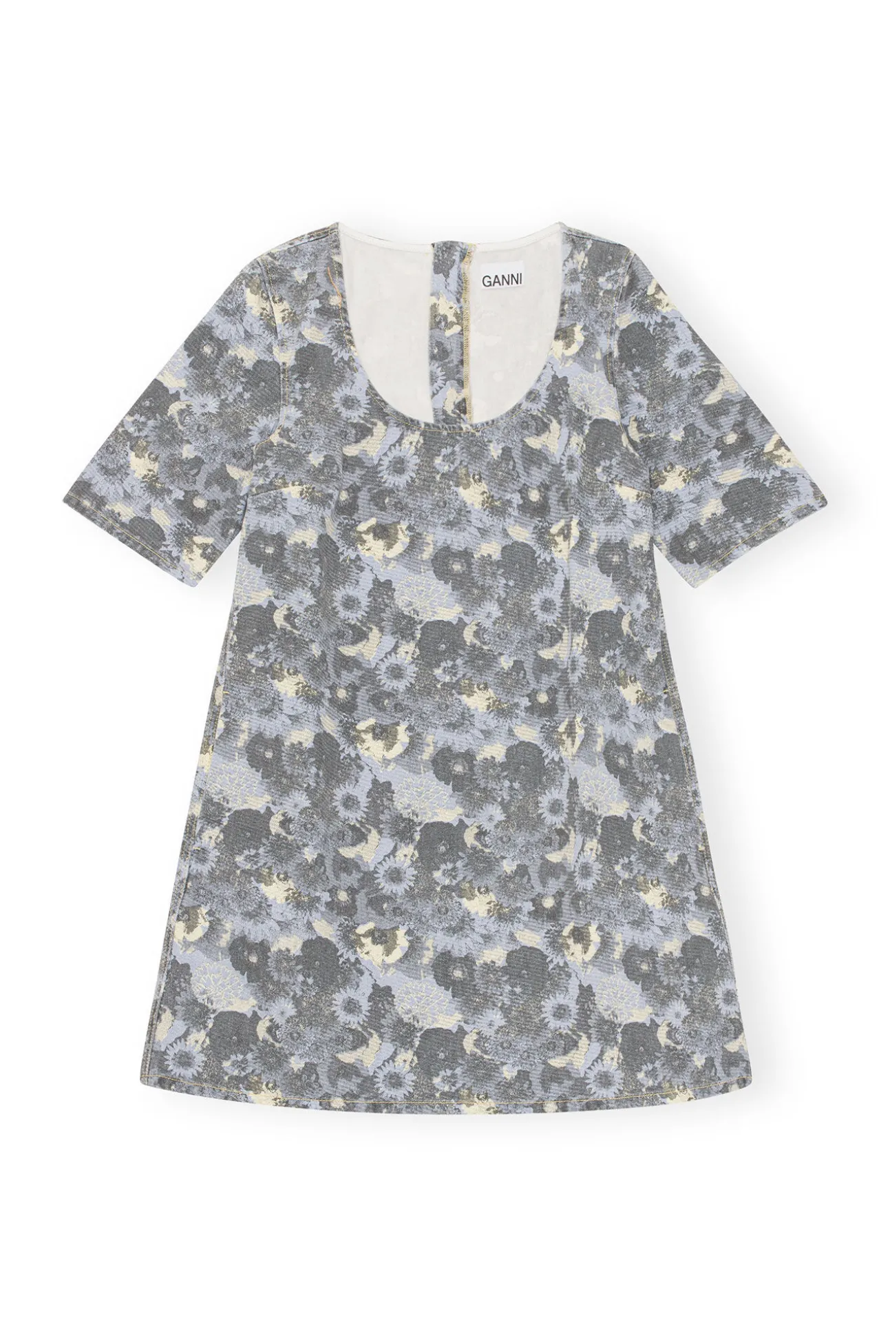 Online GANNI Print Denim Mini Dress Brunnera Blue
