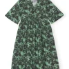 Store GANNI Printed Cotton Midi Wrap Dress Peapod