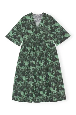 Store GANNI Printed Cotton Midi Wrap Dress Peapod