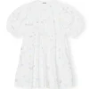 Cheap GANNI Printed Cotton Tieband Dress Bright White
