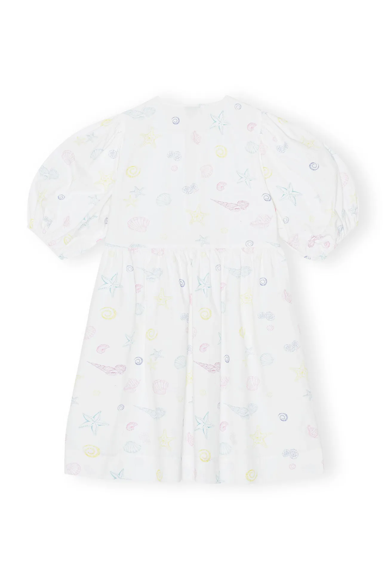 Cheap GANNI Printed Cotton Tieband Dress Bright White