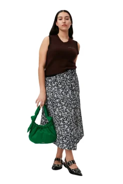 Flash Sale GANNI Printed Crepe Wrap Skirt Black