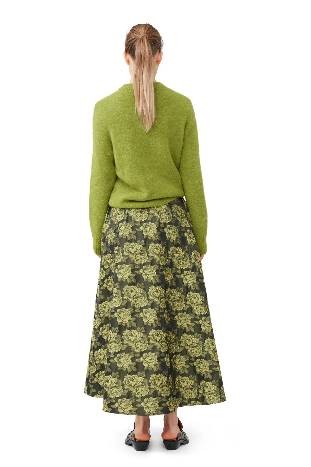 Discount GANNI Pullover Mit O-Ausschnitt Aus Brushed Alpaca Going Green