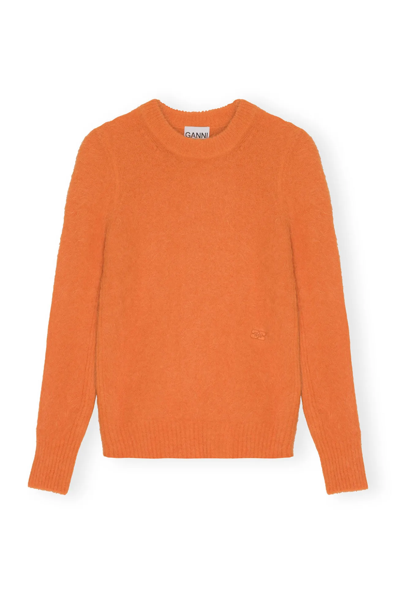 Store GANNI Pullover Mit O-Ausschnitt Aus Brushed Alpaca Vibrant Orange