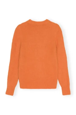 Store GANNI Pullover Mit O-Ausschnitt Aus Brushed Alpaca Vibrant Orange