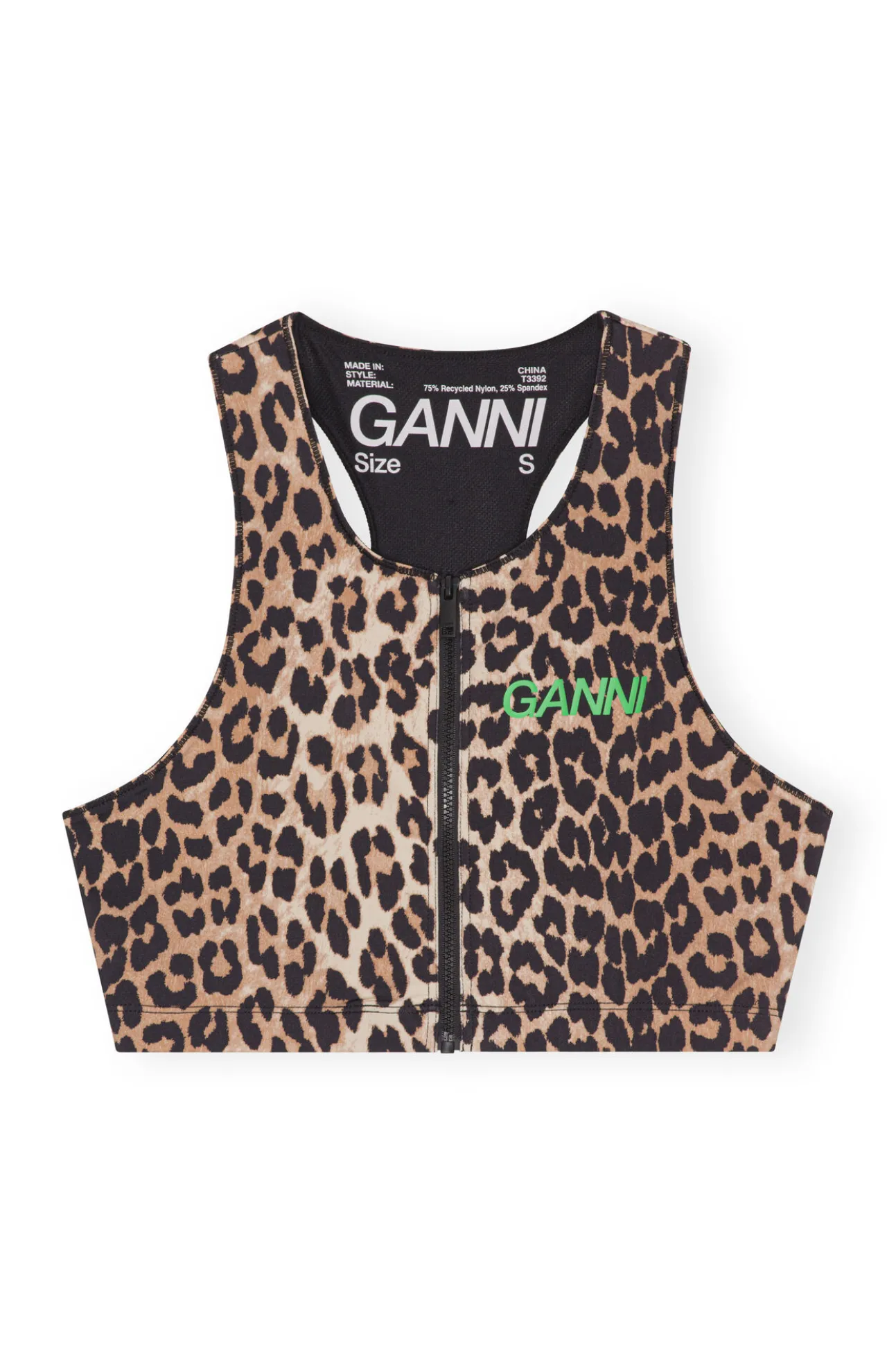 Cheap GANNI Racerback-Sporttop Mit Reisverschluss Leopard