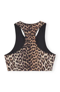 Cheap GANNI Racerback-Sporttop Mit Reisverschluss Leopard