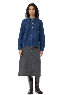 Fashion GANNI Re-Cut-Jeanshemd Mid Blue Stone