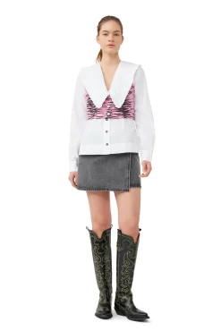 Cheap GANNI „Re-Cut“-Jeansweste Mit Uberfarbtem Druck Cyclamen