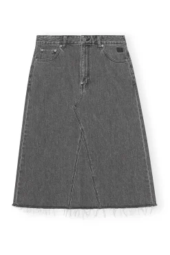 Online GANNI Re-Cut-Midirock Aus Denim Washed Black/Black