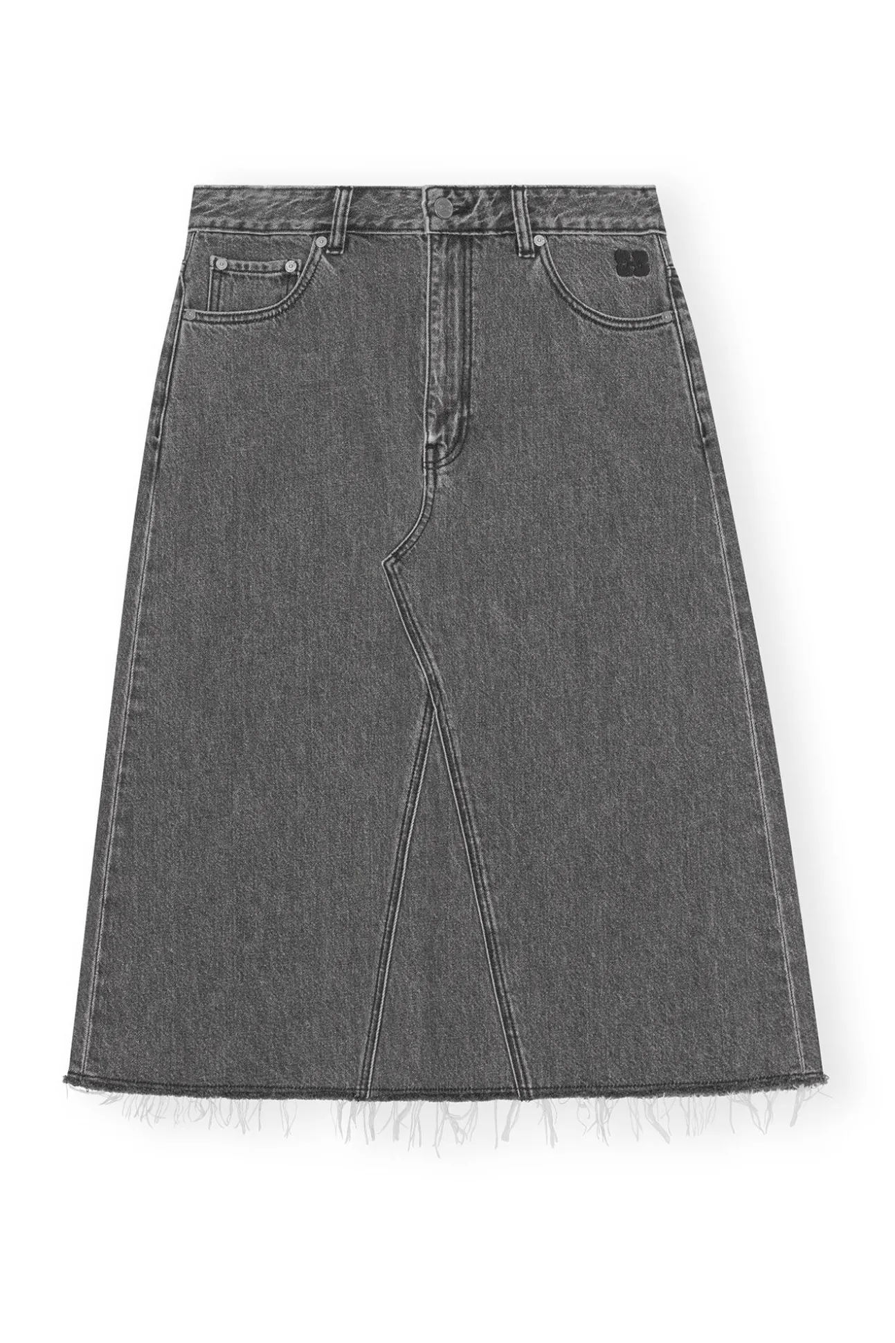 Online GANNI Re-Cut-Midirock Aus Denim Washed Black/Black