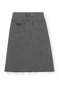 Online GANNI Re-Cut-Midirock Aus Denim Washed Black/Black
