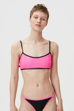 Fashion GANNI Recycled Cutline Sporty Bikini Top Sugar Plum