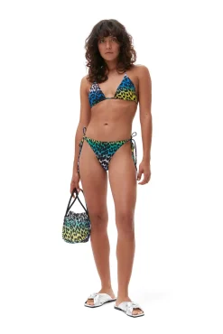 Cheap GANNI Recycled Printed String Bikini Top Multicolour