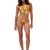 Cheap GANNI Recycled Printed String Bikini Briefs Vibrant Orange