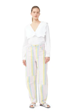 Online GANNI Rhythm-Kragenbluse Aus Cotton Poplin Bright White