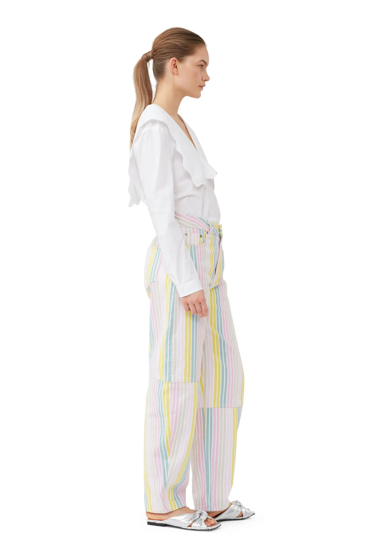 Online GANNI Rhythm-Kragenbluse Aus Cotton Poplin Bright White