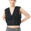 Best Sale GANNI Rhythm-Kragen-Top Mit Lochstickerei Black