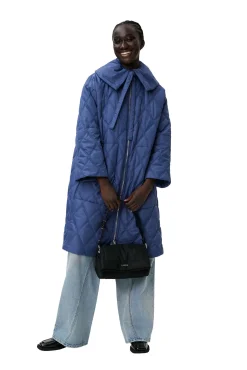Best Sale GANNI Ripstop-SteppMäntel Gray Blue