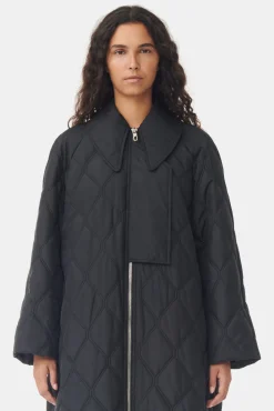 Shop GANNI Ripstop-SteppMäntel Black