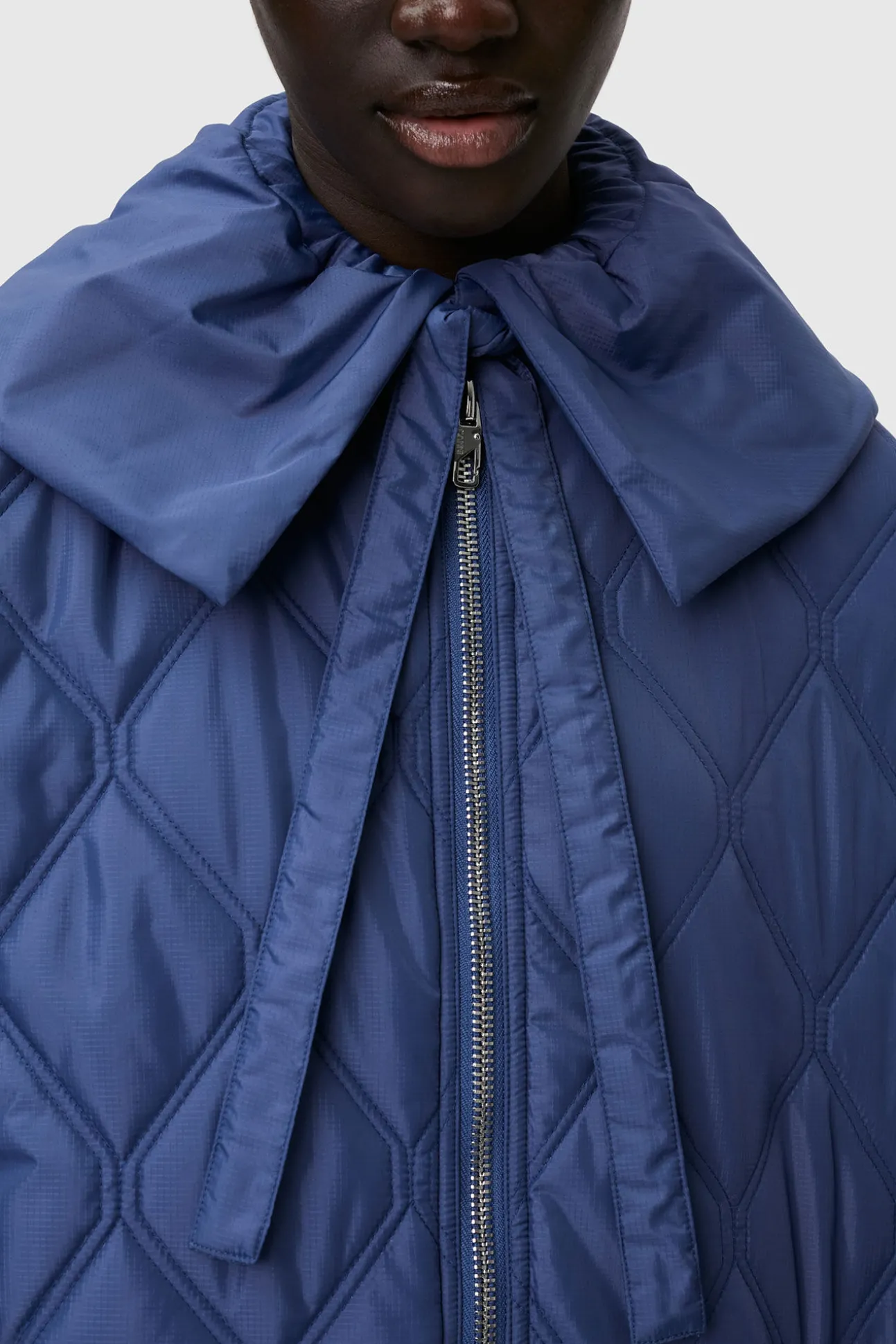 Best Sale GANNI Ripstop-SteppMäntel Gray Blue