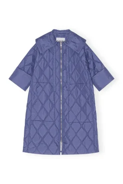 Best Sale GANNI Ripstop-SteppMäntel Gray Blue