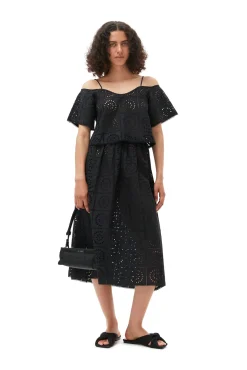 Best GANNI Rock Mit Lochstickerei Black