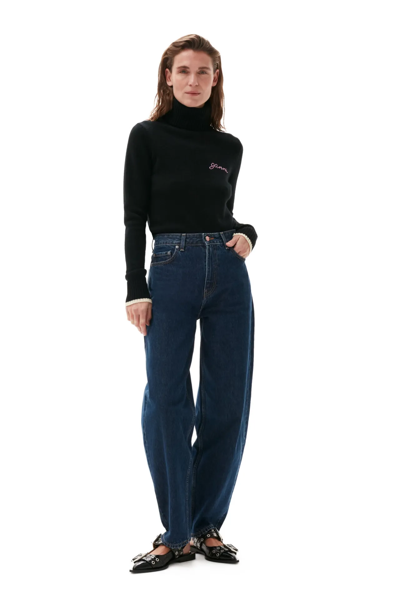New GANNI Rollkragenpullover Black