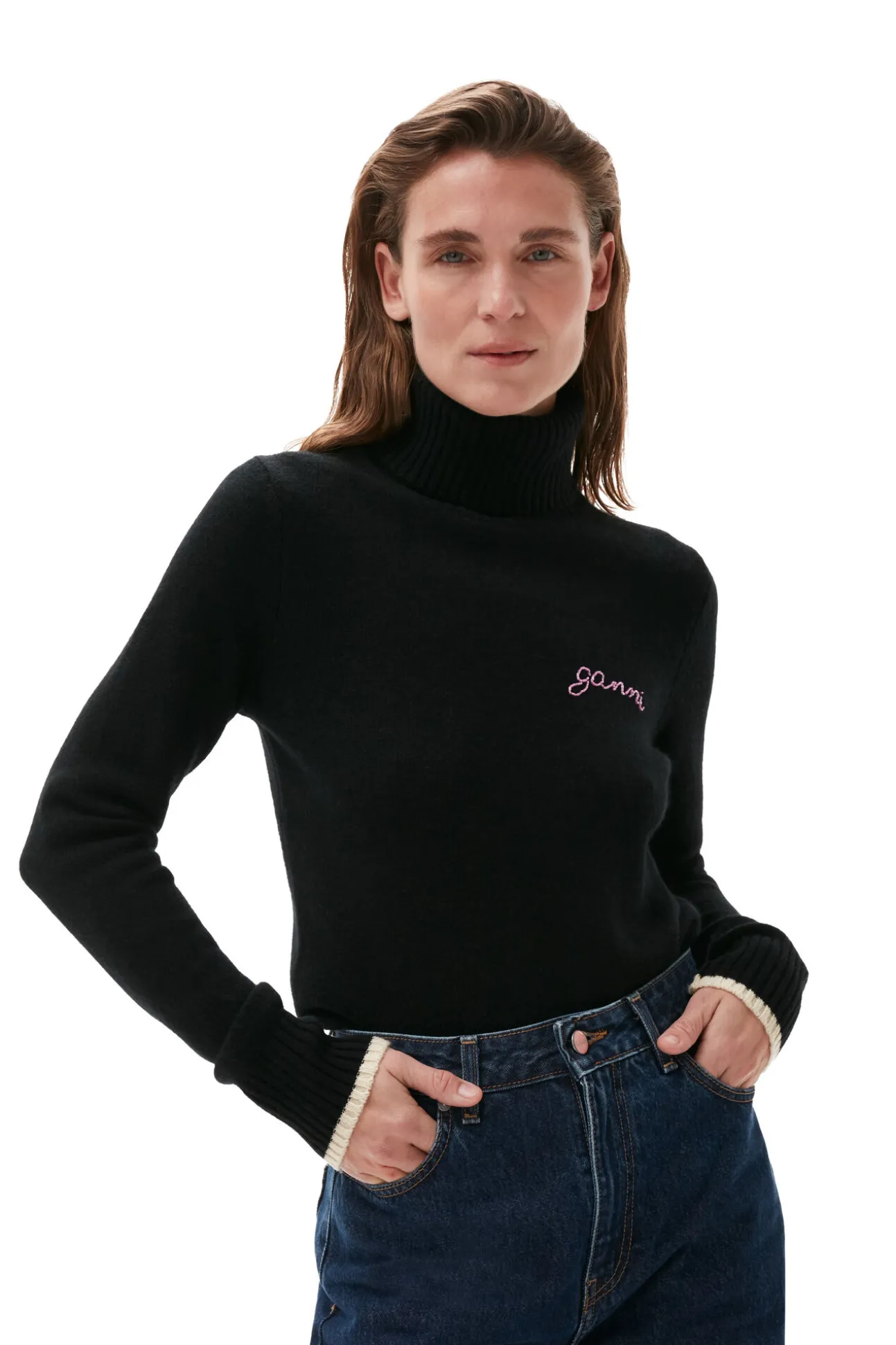 New GANNI Rollkragenpullover Black