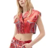 Discount GANNI Rote Foil-Jeansweste Red Alert