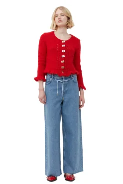 Hot GANNI Roter Mohair-Cardigan Racing Red