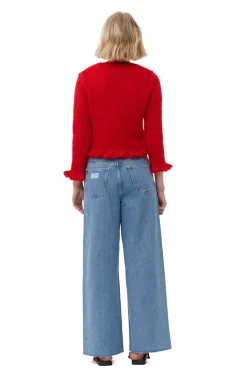 Hot GANNI Roter Mohair-Cardigan Racing Red