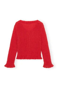 Hot GANNI Roter Mohair-Cardigan Racing Red
