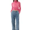 Shop GANNI Samt-Wickelbluse Shocking Pink