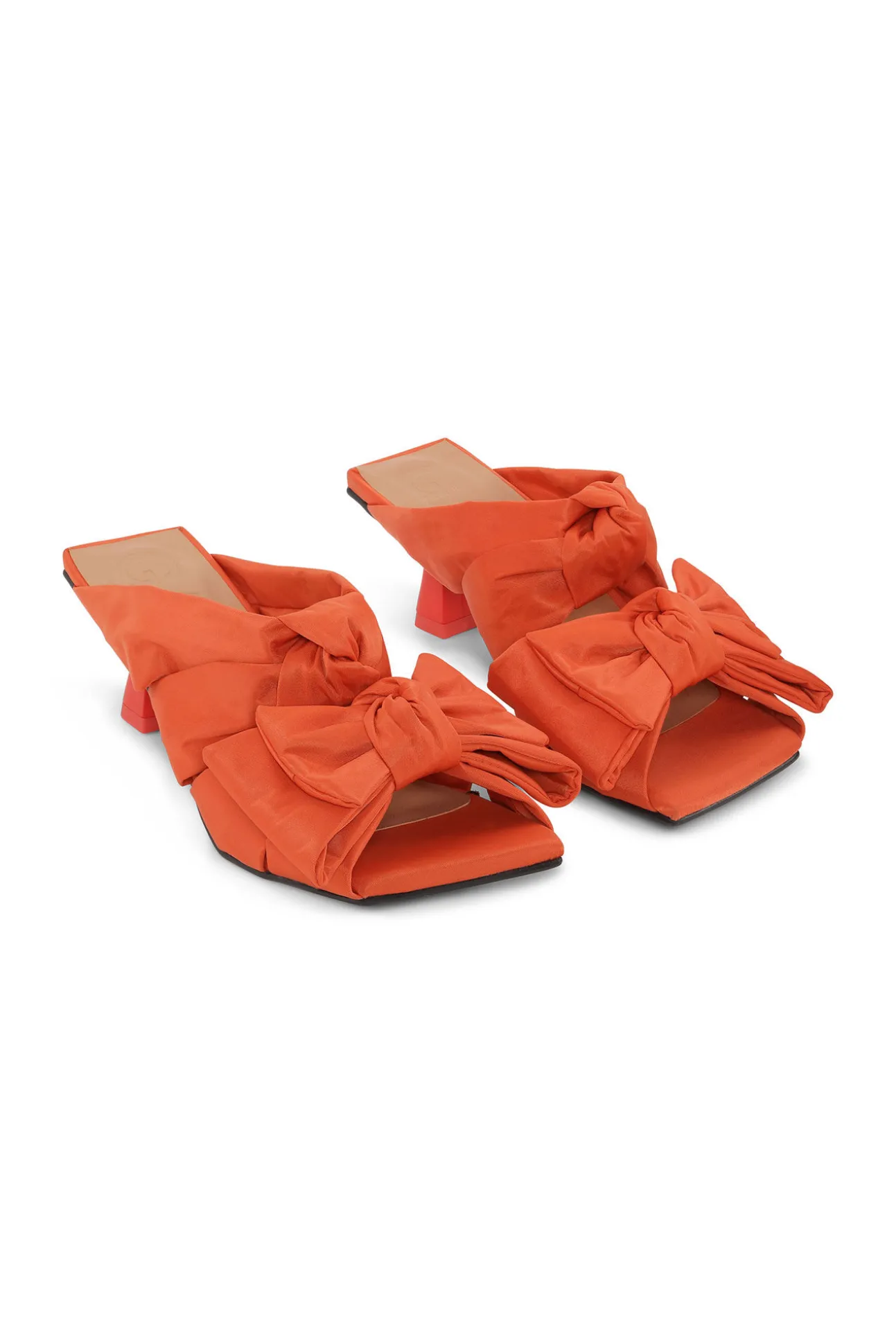 Best Sale GANNI Sandalen Mit Niedrigem Pfennigabsatz Und Sanfter Schleife Orangeade
