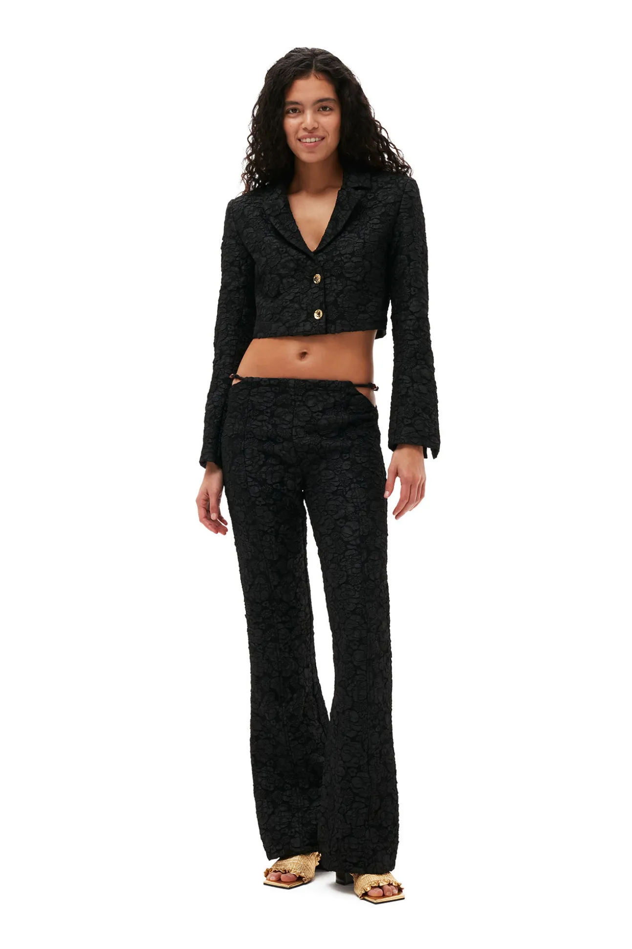 Cheap GANNI Schlaghose Aus Stretch-Jacquard Black