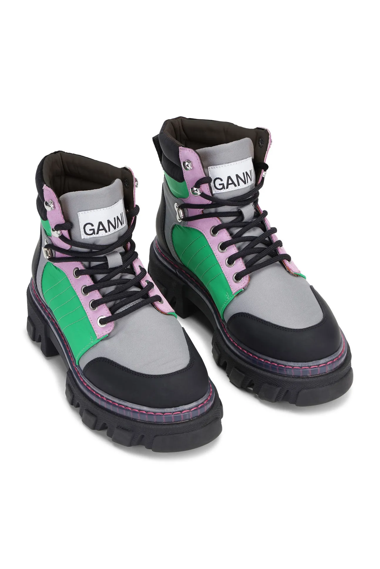 Sale GANNI Schnurbarere Wanderstiefel Kelly Green