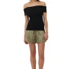 Sale GANNI Schulterfreies Melange-Strick-Oberteil Black