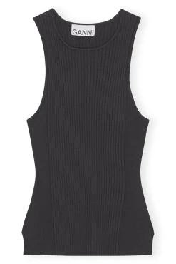 Cheap GANNI Schwarz Meliertes Top Ohne Armel Black