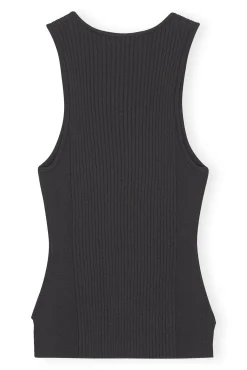 Cheap GANNI Schwarz Meliertes Top Ohne Armel Black