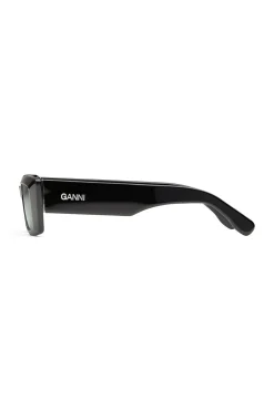 Clearance GANNI Schwarze Rechteckige Sonnenbrille Black