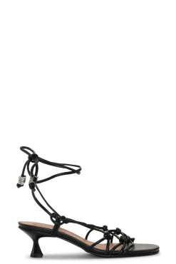 Online GANNI Schwarze Sandalen Mit Knoten Und Pfennigabsatz Black