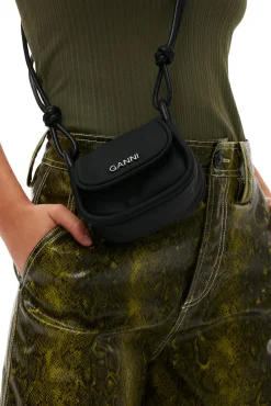 Sale GANNI Schwarze Umklappbare Tasche Mit Knoten Black