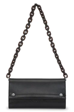 Cheap GANNI Schwarzes Banner-Envelope-Portemonnaie Mit Kette Black